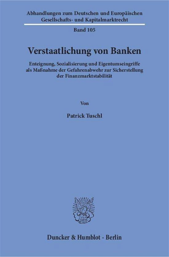 Cover for Tuschl · Verstaatlichung Von Banken. (Taschenbuch) (2017)