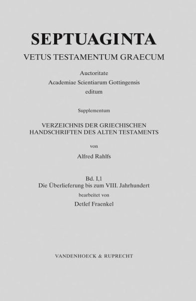 Cover for Alfred Rahlfs · Verzeichnis Der Griechischen Handschriften Des Alten Testaments (Septuaginta, Supplementum) (Hardcover Book) (2004)