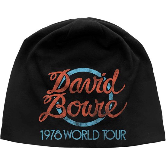 David Bowie Unisex Beanie Hat: World Tour Logo JD Print - David Bowie - Marchandise -  - 5056365725473 - 