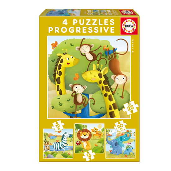 Puzzle - 12-16-20-25 Wild Animals (80-17147) - Educa - Merchandise - Educa - 8412668171473 - 2020