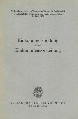 Cover for Walther G. Hoffmann · Einkommensbildung und Einkommensverteilung (Book) (1957)