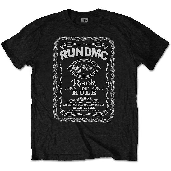 Run DMC Unisex T-Shirt: Rock N' Rule Whiskey Label - Run DMC - Merchandise -  - 5056170669474 - 