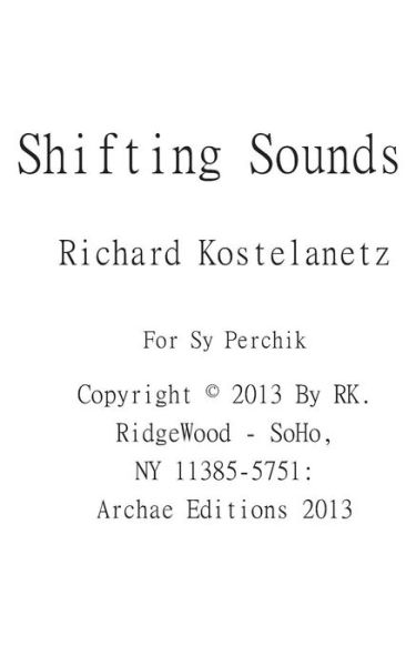 Cover for Richard Kostelanetz · Shifting Sounds (Paperback Book) (2013)