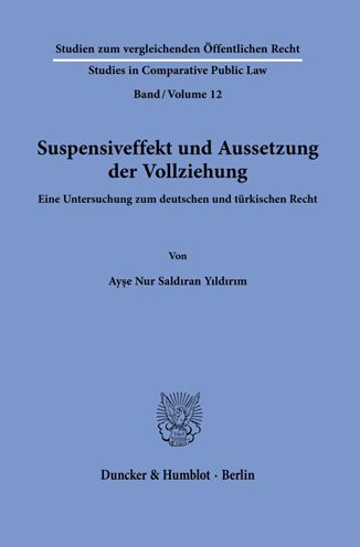Cover for Ayse Nur Saldiran Yildirim · Suspensiveffekt Und Aussetzung Der Vollziehung (Taschenbuch) (2022)