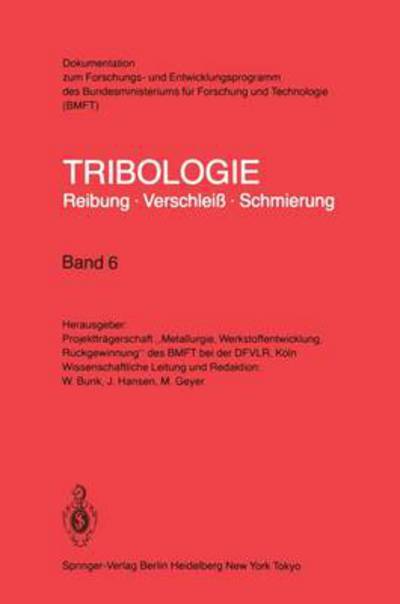 Cover for W Bunk · Gleitlager - Mischreibung Konstruktive Gestaltung - Tribologie: Reibung, Verschleiss, Schmierung (Paperback Book) (1983)