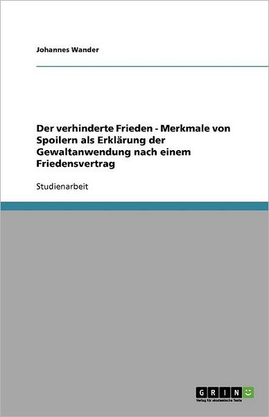 Cover for Wander · Der verhinderte Frieden - Merkma (Book) [German edition] (2011)