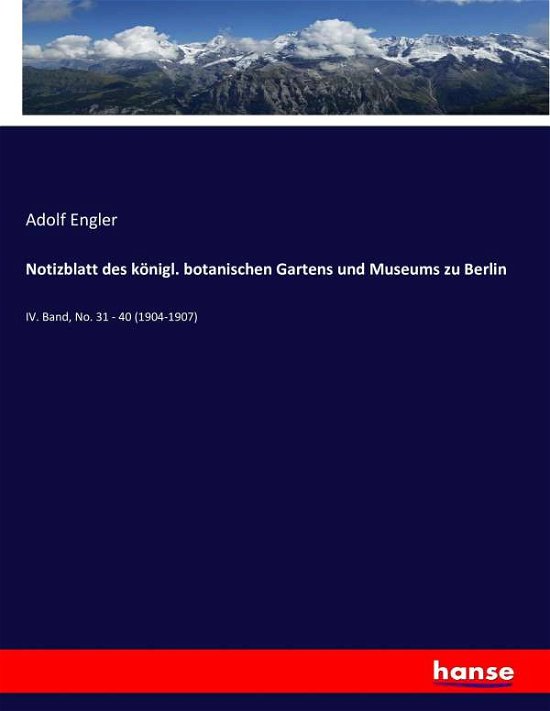 Cover for Engler · Notizblatt des königl. botanisch (Bok) (2016)