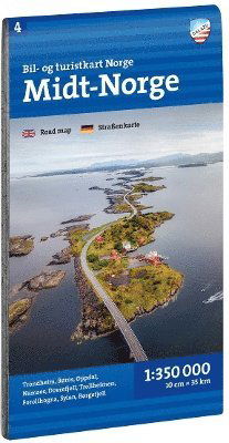 Cover for Car and tourist map of Central Norway (Midt Norge): 1: 350 000 (Map) (2025)