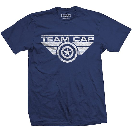 Marvel Comics Unisex T-Shirt: Captain America Team Cap Logo - Marvel Comics - Produtos - Bravado - 5055979932475 - 