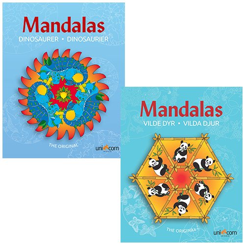 Mandalas malebøger - Vilde Dyr & Dinosaurer - 2 stk. - Mandalas - Boeken - Unicorn - 5713516000475 - 1 september 2020
