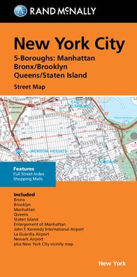 New York City 5 Boroughs : Manhattan, Bronx, Brooklyn, Queens, Staten Island Street Map - Rand McNally - Libros - Rand McNally - 9780528027475 - 30 de agosto de 2023