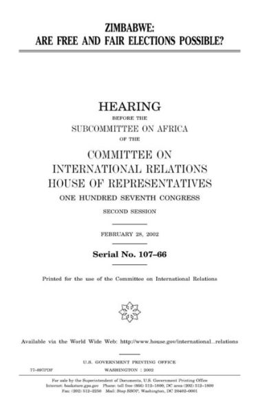 Cover for United States Congress · Zimbabwe are free and fair elections possible? (Paperback Book) (2018)