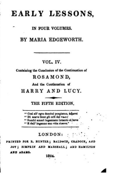 Cover for Maria Edgeworth · Early Lessons - Vol. IV (Taschenbuch) (2016)