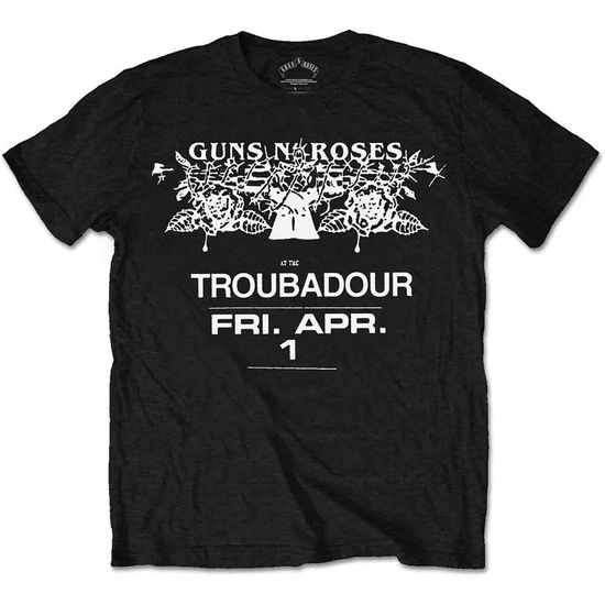 Guns N' Roses Unisex T-Shirt: Troubadour Flyer (Black) - Guns N' Roses - Produtos - Bravado - 5055979970477 - 5 de janeiro de 2017