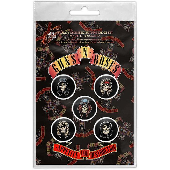 Guns N' Roses Button Badge Pack: Appetite For Destruction - Guns N Roses - Produtos -  - 5056365727477 - 