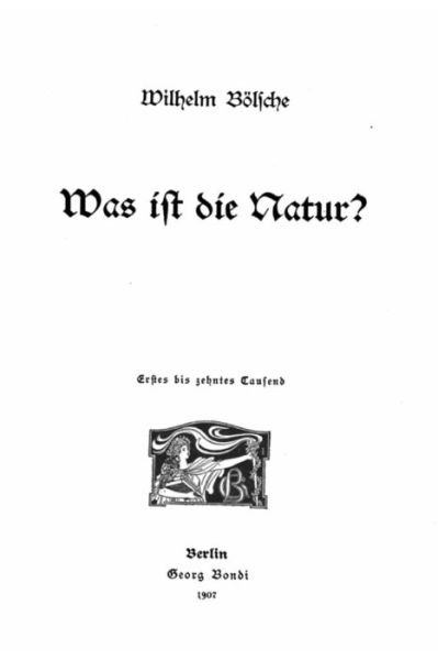 Cover for Wilhelm Bolsche · Was ist die Natur? (Paperback Book) (2016)