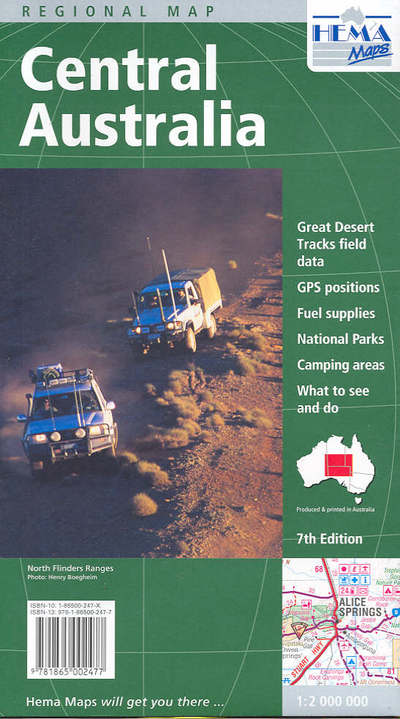 Central Australia, Regional Map - Hema Maps - Książki - Hema Maps - 9781865002477 - 15 grudnia 2011