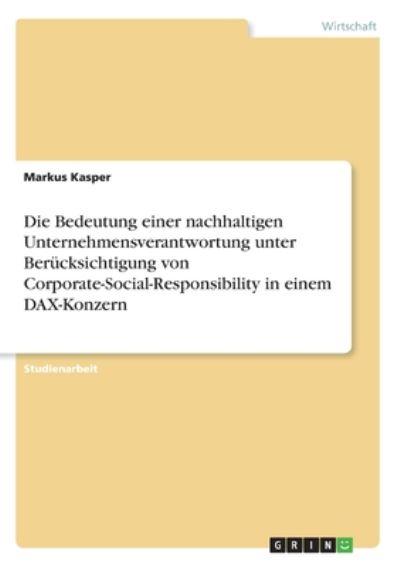 Cover for Kasper · Die Bedeutung einer nachhaltigen (Book)