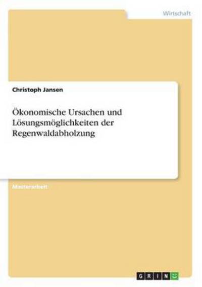 Cover for Jansen · Ökonomische Ursachen und Lösungs (Book) (2016)