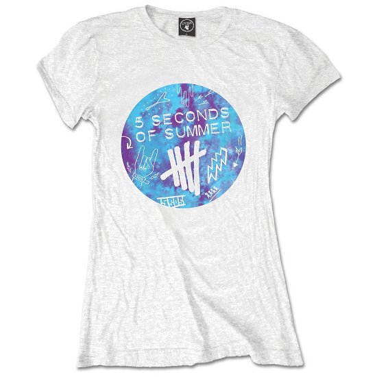 Cover for 5 Seconds of Summer · 5 Seconds of Summer Ladies T-Shirt: Tie-Dye Scribble Logo (T-shirt) [size L] [White - Ladies edition]