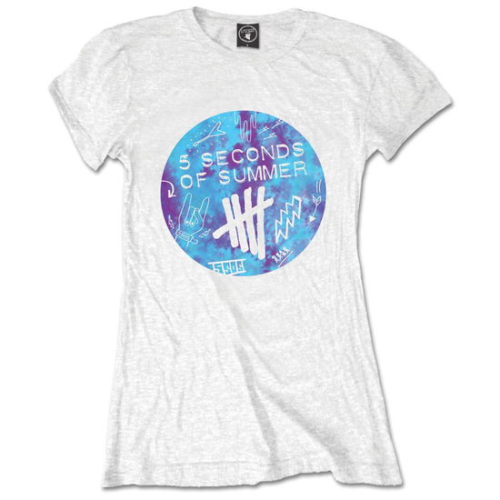 Cover for 5 Seconds of Summer · 5 Seconds of Summer Ladies T-Shirt: Tie-Dye Scribble Logo (T-shirt) [size L] [White - Ladies edition]