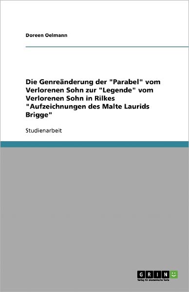 Cover for Oelmann · Die Genreänderung der (Bog) [German edition] (2013)