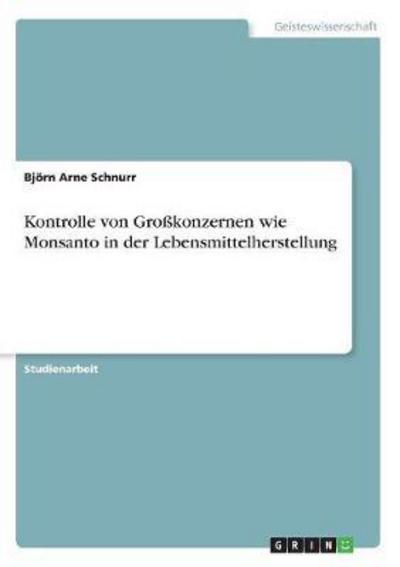 Cover for Schnurr · Kontrolle von Großkonzernen wie (Book) (2017)