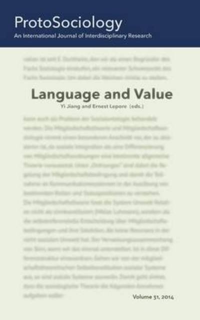 Cover for Yi Jiang · Language and Value (Pocketbok) (2015)