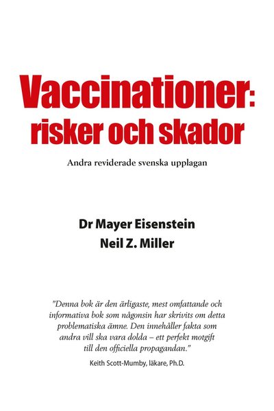 Cover for Neil Z. Miller Mayer Eisenstein · Vaccinationer : risker och skador (Pocketbok) (2015)