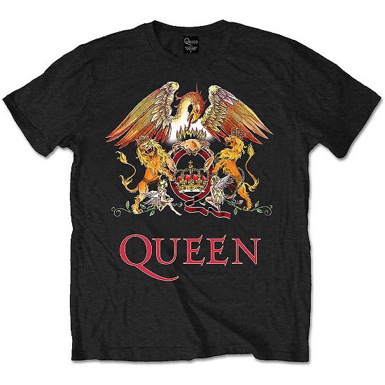 Queen Unisex T-Shirt: Classic Crest - Queen - Produtos - ROFF - 5055295364479 - 9 de junho de 2014