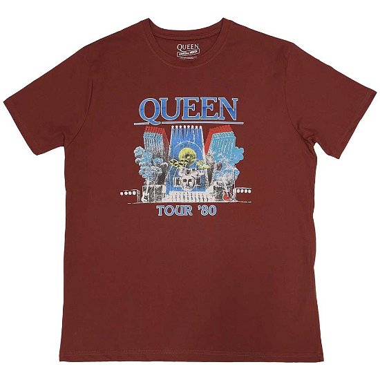 Queen Unisex T-Shirt: Tour '80 - Queen - Merchandise -  - 5056737216479 - 