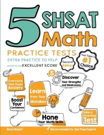 Cover for Reza Nazari · 5 SHSAT Math Practice Tests (Paperback Book) (2020)