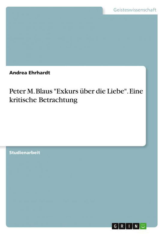 Cover for Ehrhardt · Peter M. Blaus &quot;Exkurs über di (N/A)
