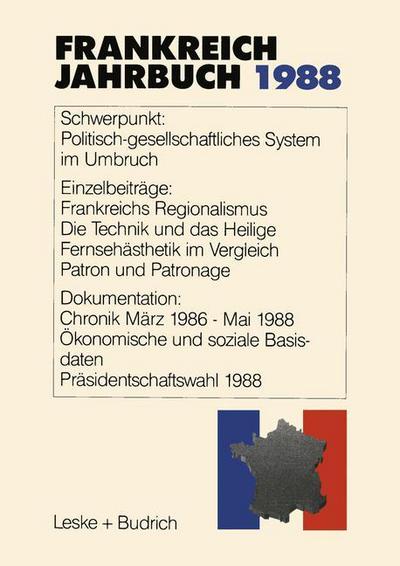 Cover for Lothar Albertin · Frankreich-Jahrbuch 1988: Politik, Wirtschaft, Gesellschaft, Geschichte, Kultur (Paperback Book) [1988 edition] (1988)