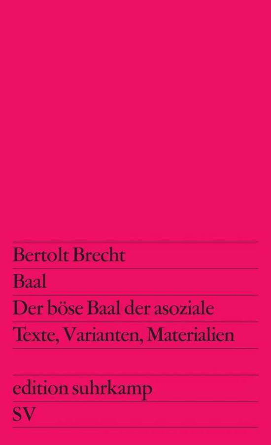 Cover for Bertolt Brecht · Edit.Suhrk.0248 Brecht.Baal / Böse Baal (Bog)