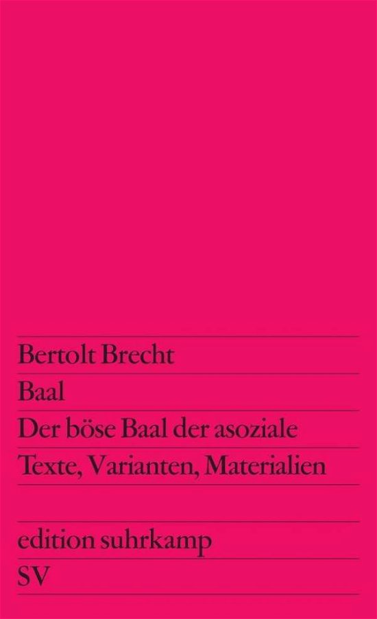 Cover for Bertolt Brecht · Edit.Suhrk.0248 Brecht.Baal / Böse Baal (Bok)
