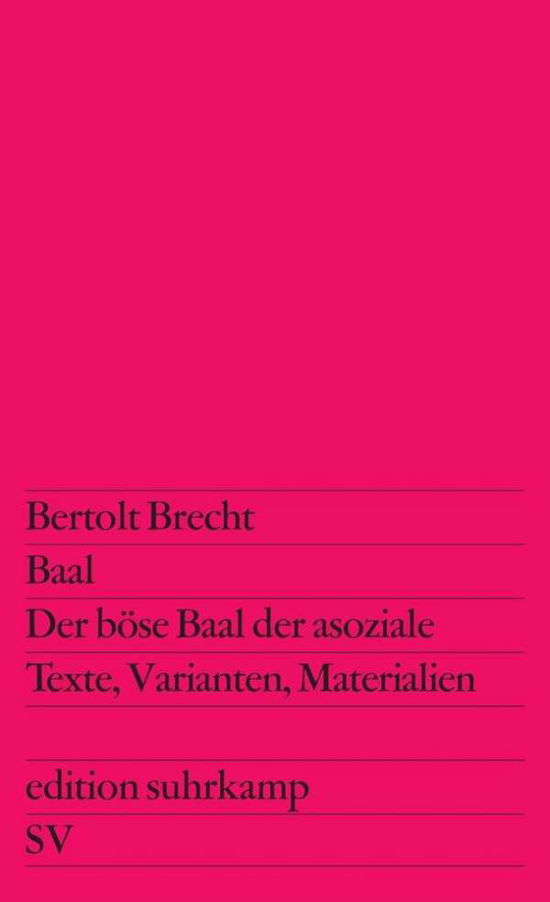 Cover for Bertolt Brecht · Edit.Suhrk.0248 Brecht.Baal / Böse Baal (Book)