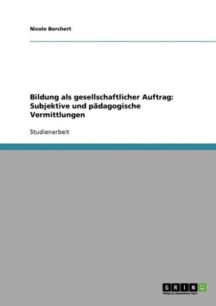 Cover for Borchert · Bildung als gesellschaftlicher (Book) [German edition] (2013)