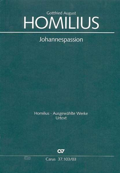 Cover for Homilius · Johannespassion,KA.CV37.103/03 (Book)