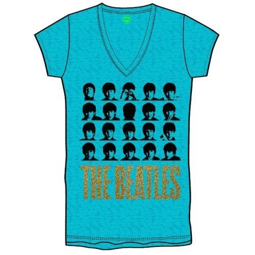 The Beatles Ladies T-Shirt: Hard Days Night Faces (Burnout & Glitter Print) - The Beatles - Produtos - Apple Corps - Apparel - 5055295330481 - 