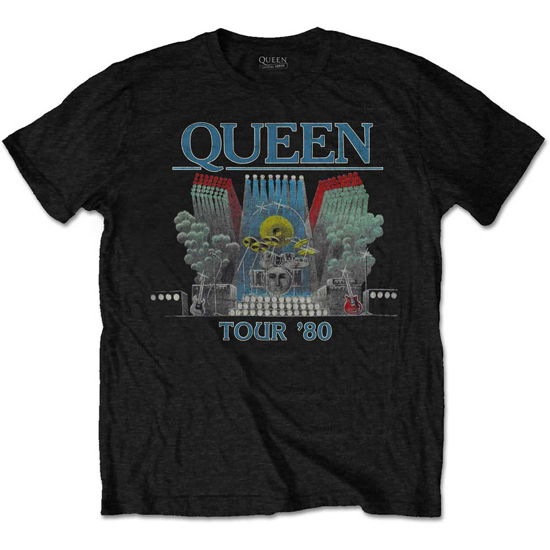 Cover for Queen · Queen Unisex T-Shirt: Tour '80 (Black) (T-shirt) [size S] [Black - Unisex edition] (2018)