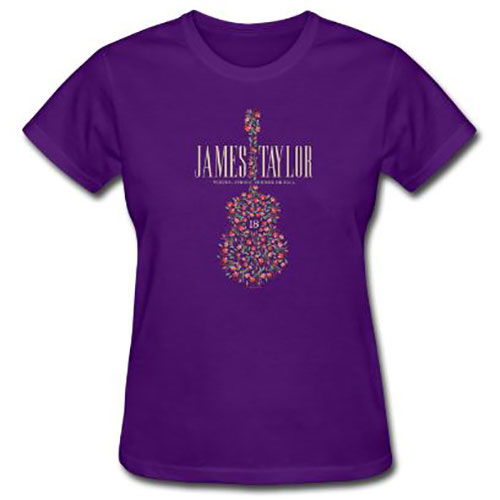 James Taylor Ladies T-Shirt: 2018 Tour Flower Guitar (Ex-Tour) - James Taylor - Marchandise -  - 5056170672481 - 