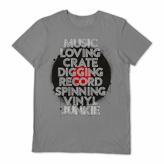 Cover for Vinyl Junkie · Music Loving Crate Digging Grey Large T Shirt (T-shirt) [size L]