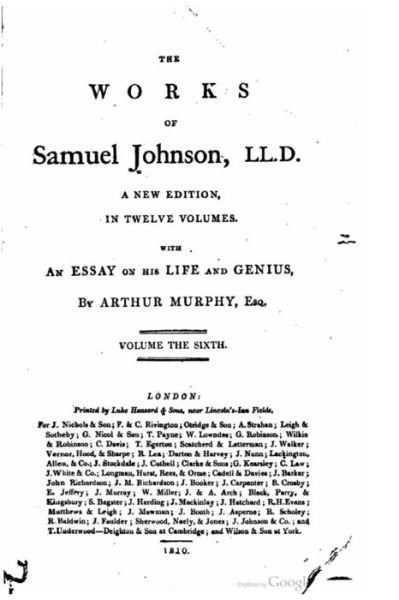 Cover for Samuel Johnson · The Works of Samuel Johnson, LL.D. - Vol. VI (Taschenbuch) (2016)