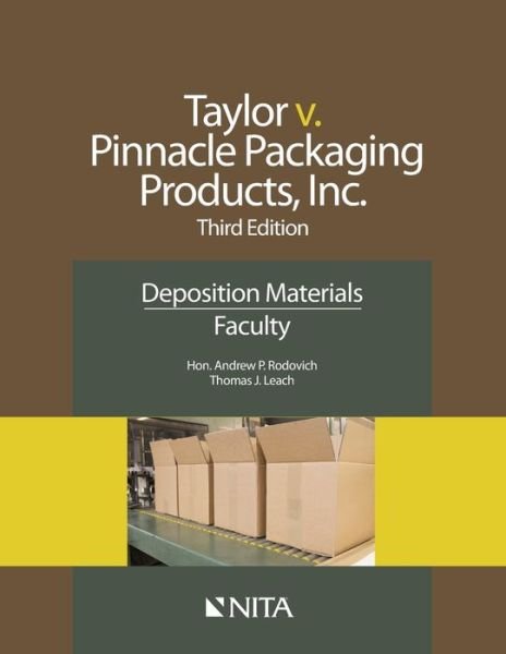 Cover for Andrew P. Rodovich · Taylor V. Pinnacle Packaging Products, Inc Deposition Materials, Faculty (Bok) (2015)