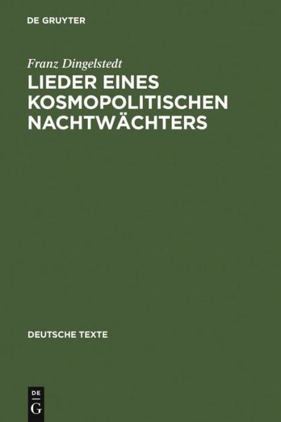 Cover for Dingelstedt · Lieder eines kosmopolitisch (Book) (1999)