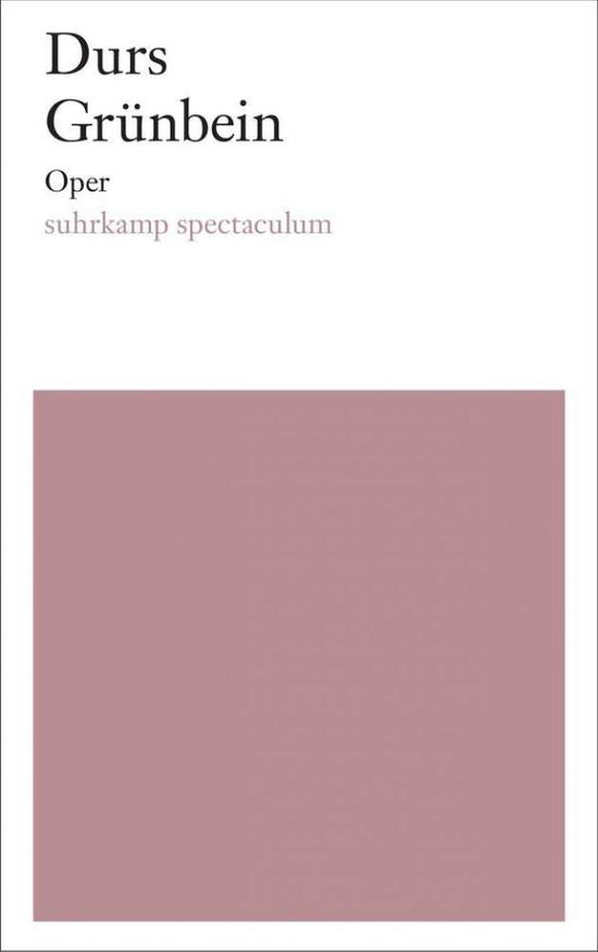 Cover for Grünbein · GrÃ¼nbein:oper (Book)