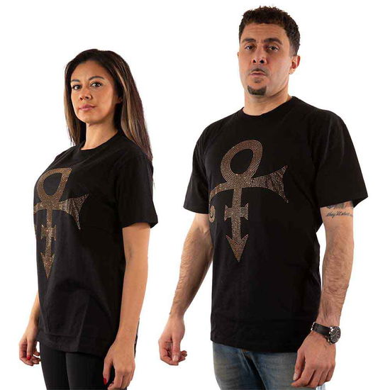 Prince Unisex T-Shirt: Gold Symbol (Embellished) - Prince - Produtos -  - 5056561022482 - 