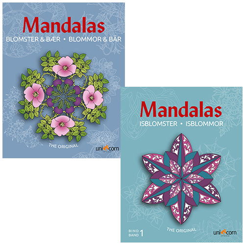 Mandalas malebøger - Blomster og Bær & Isblomster - 2 stk. - Mandalas - Livros - Unicorn - 5713516000482 - 1 de setembro de 2020