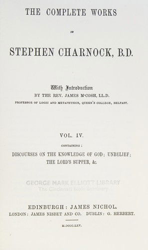 Cover for Stephen Charnock · Knowledge of God (Hardcover Book) (1985)